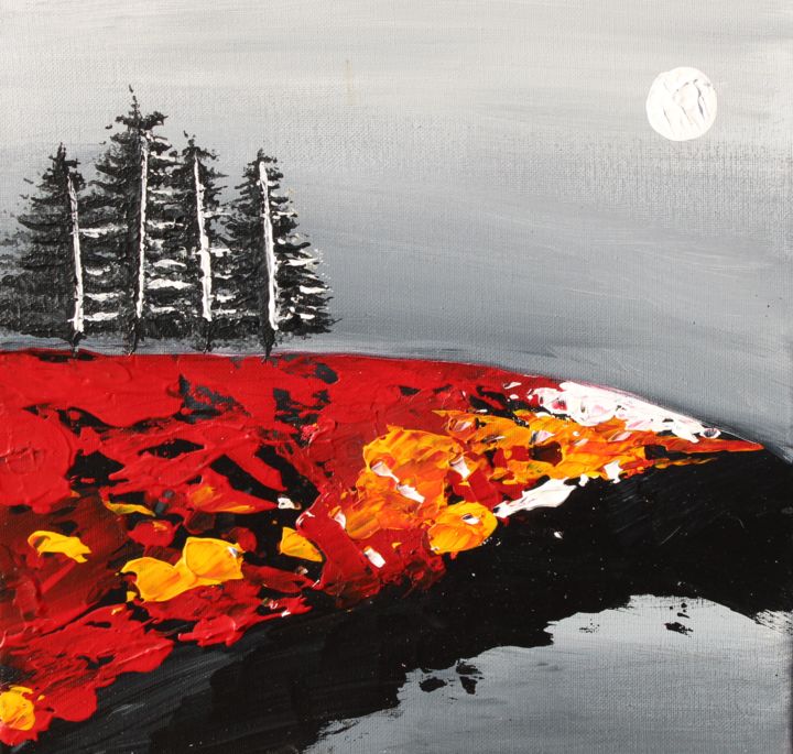 Картина под названием "Autumn Sunset" - Ward Weiss, Подлинное произведение искусства, Акрил