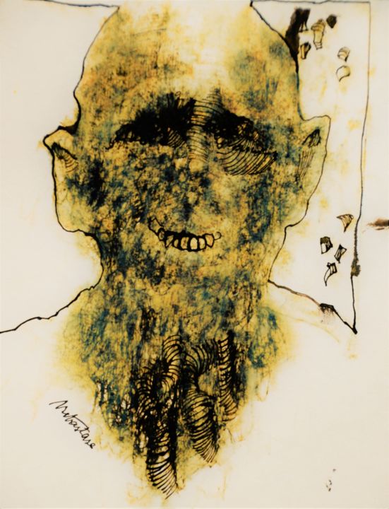 Tekening getiteld "Metastase (1)" door Stephan Rodriguez Warnemünde, Origineel Kunstwerk, Inkt
