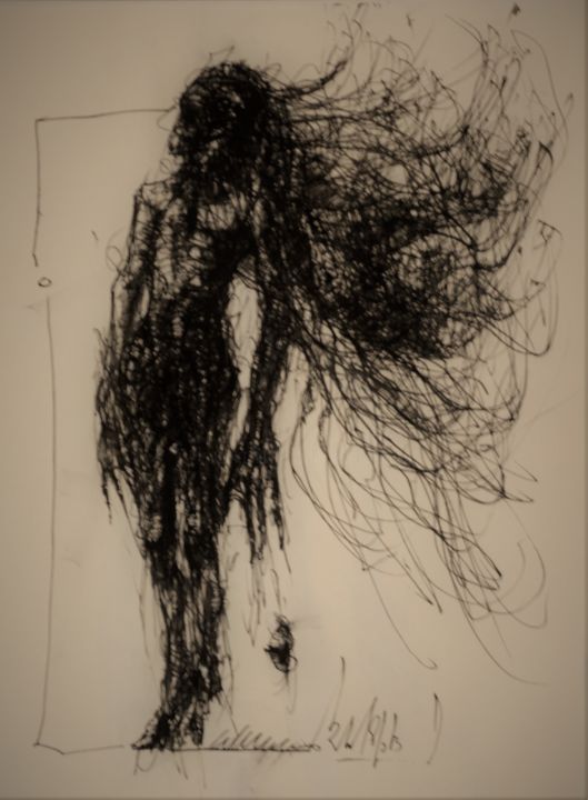 Drawing titled "Flamenco" by Stephan Rodriguez Warnemünde, Original Artwork, Ink