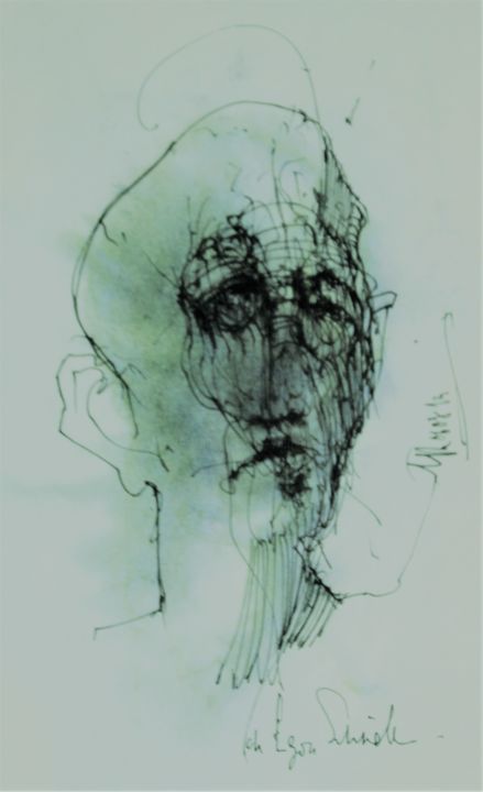 Drawing titled "Wirrköppe (1)" by Stephan Rodriguez Warnemünde, Original Artwork, Ink