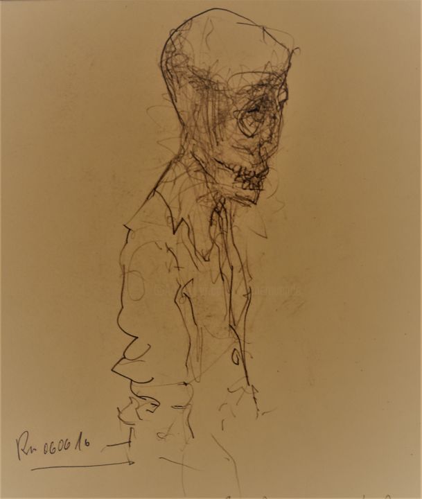Drawing titled "Großvater, warum ha…" by Stephan Rodriguez Warnemünde, Original Artwork, Pencil
