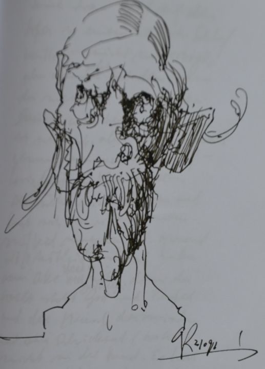 Drawing titled "Hiob (2)" by Stephan Rodriguez Warnemünde, Original Artwork, Ink