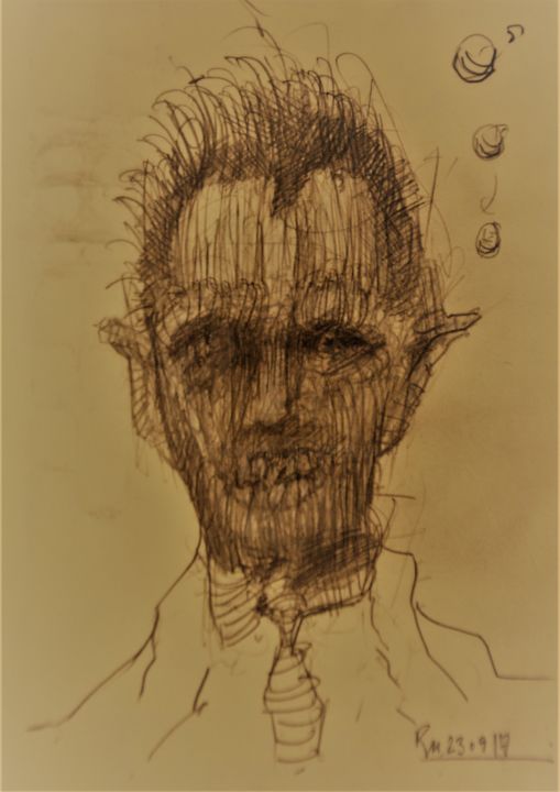 Drawing titled "Wirrköppe (11)" by Stephan Rodriguez Warnemünde, Original Artwork, Pencil