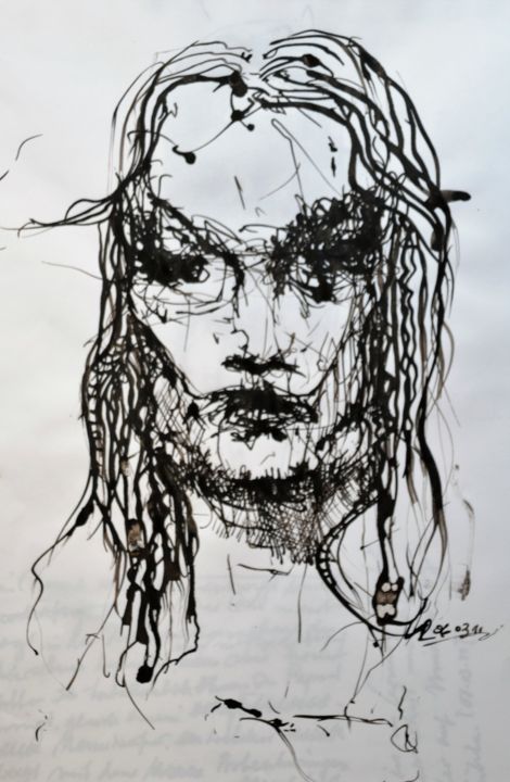 Zeichnungen mit dem Titel "Johanne" von Stephan Rodriguez Warnemünde, Original-Kunstwerk, Tinte