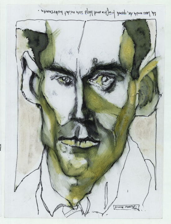 Zeichnungen mit dem Titel "Kafka (3) Der Traum…" von Stephan Rodriguez Warnemünde, Original-Kunstwerk, Conté-Buntstifte