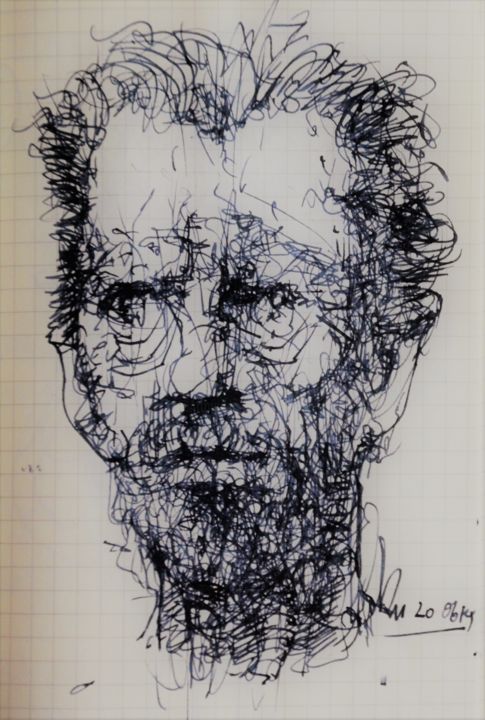 Drawing titled "Blödmann (2)" by Stephan Rodriguez Warnemünde, Original Artwork, Ink