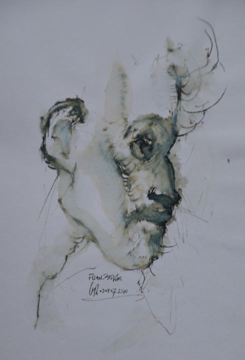 Drawing titled "Bruder Franz (3)" by Stephan Rodriguez Warnemünde, Original Artwork, Ink