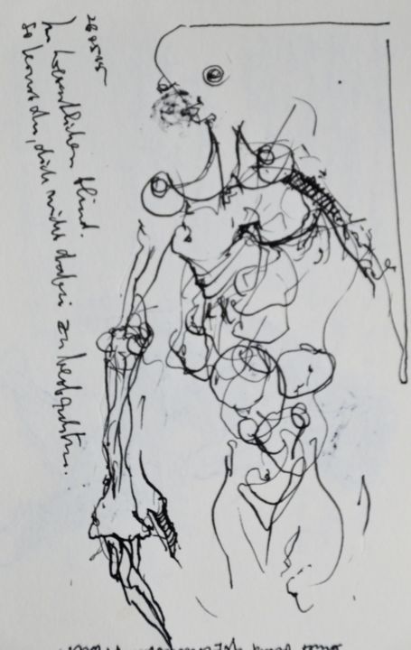 Drawing titled "Totentanz (4), mit…" by Stephan Rodriguez Warnemünde, Original Artwork, Ink