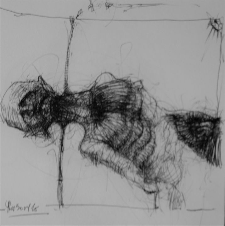 Zeichnungen mit dem Titel "Schmerzensmann (4)" von Stephan Rodriguez Warnemünde, Original-Kunstwerk, Kugelschreiber
