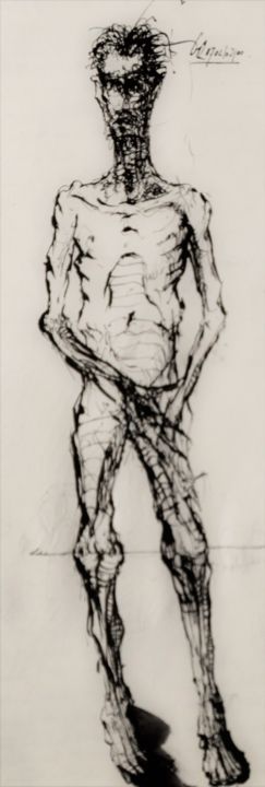 Dibujo titulada "Ein Stück Mensch" por Stephan Rodriguez Warnemünde, Obra de arte original, Tinta