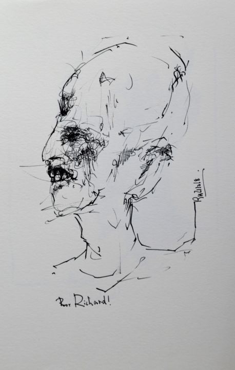 Zeichnungen mit dem Titel "Poor Richard (4)" von Stephan Rodriguez Warnemünde, Original-Kunstwerk, Tinte