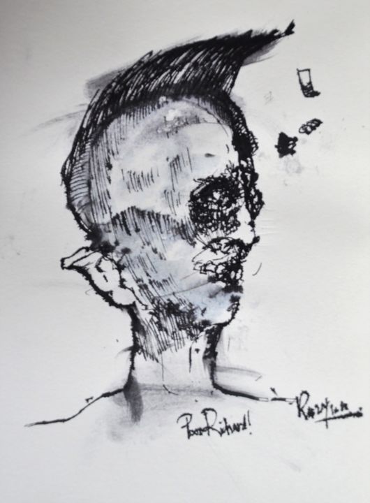 Drawing titled "Poor Richard (7)" by Stephan Rodriguez Warnemünde, Original Artwork, Ink