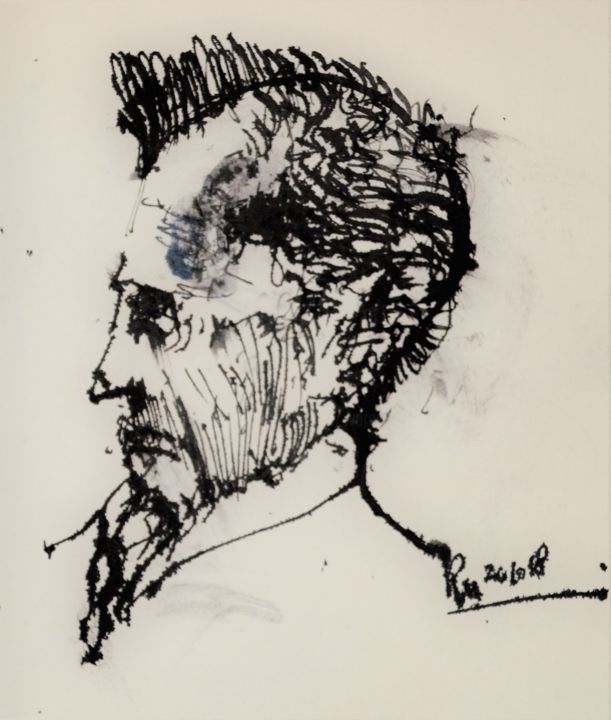 Zeichnungen mit dem Titel "Balde/Ruhest du auc…" von Stephan Rodriguez Warnemünde, Original-Kunstwerk, Tinte