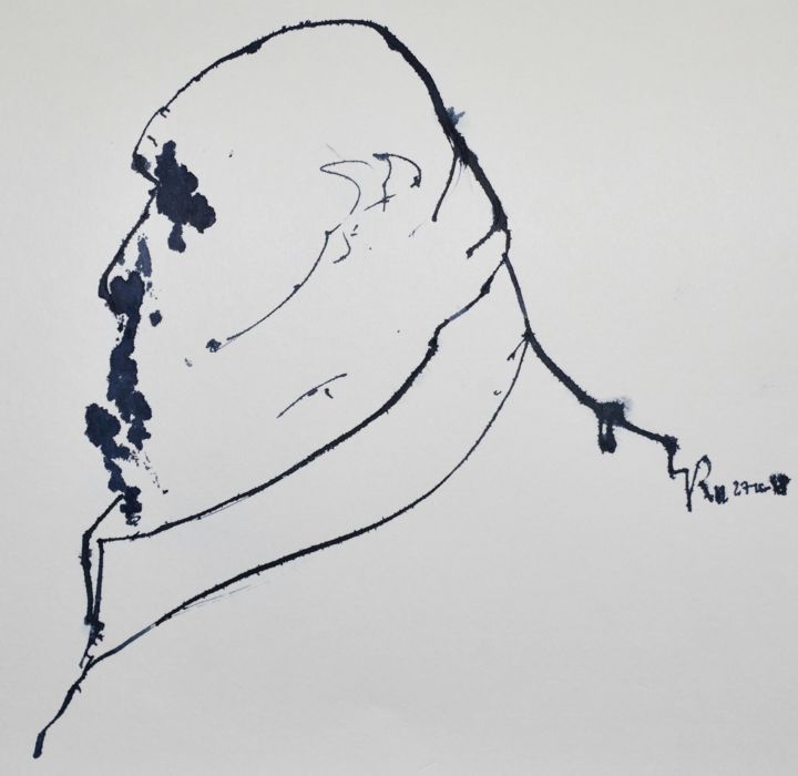 Zeichnungen mit dem Titel "Fleisch (1)" von Stephan Rodriguez Warnemünde, Original-Kunstwerk, Tinte