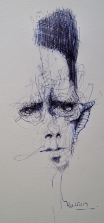 Drawing titled "lupus" by Stephan Rodriguez Warnemünde, Original Artwork, Ballpoint pen