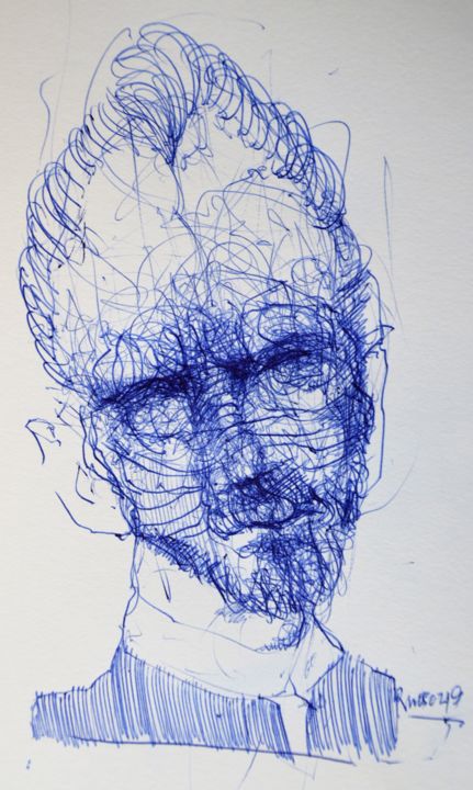 Drawing titled "Einfaltspinsel" by Stephan Rodriguez Warnemünde, Original Artwork, Ballpoint pen