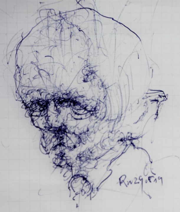 Drawing titled "Schnee von gestern" by Stephan Rodriguez Warnemünde, Original Artwork, Ballpoint pen