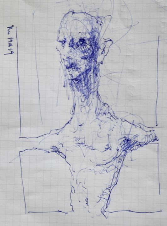 Drawing titled "Alle Absichten durc…" by Stephan Rodriguez Warnemünde, Original Artwork, Ballpoint pen