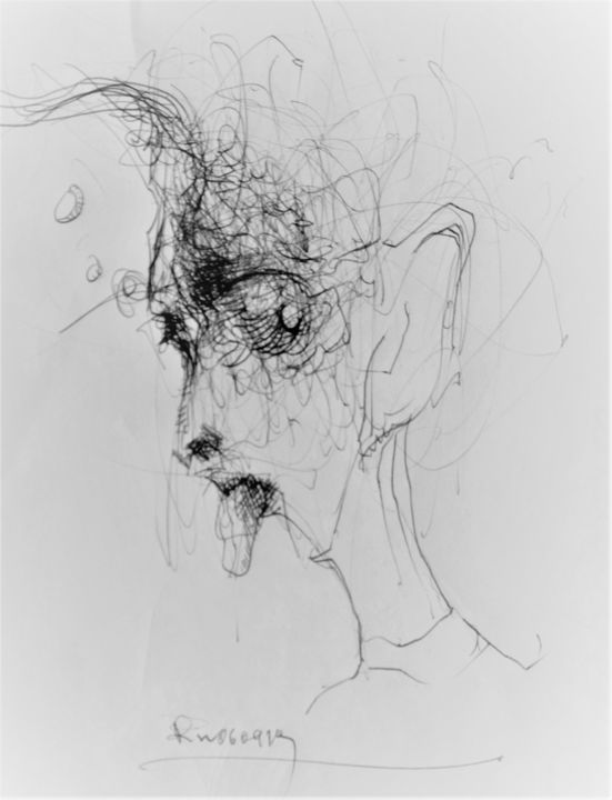 Рисунок под названием "hypersensibel" - Stephan Rodriguez Warnemünde, Подлинное произведение искусства, Шариковая ручка