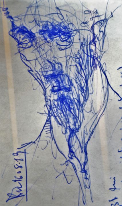Drawing titled "Am Rande" by Stephan Rodriguez Warnemünde, Original Artwork, Ballpoint pen