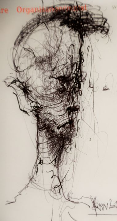 Zeichnungen mit dem Titel "Poor Richard (10)" von Stephan Rodriguez Warnemünde, Original-Kunstwerk, Kugelschreiber