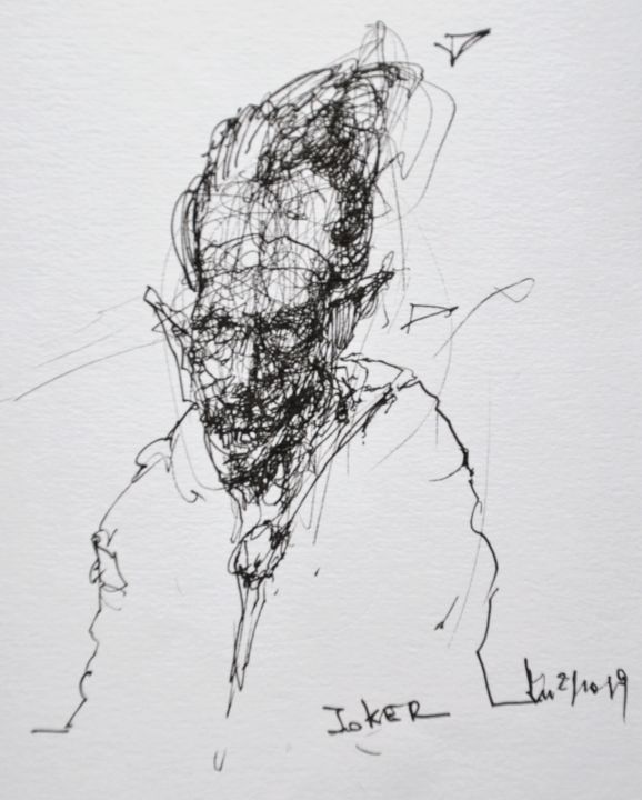 Zeichnungen mit dem Titel "Joker" von Stephan Rodriguez Warnemünde, Original-Kunstwerk, Tinte