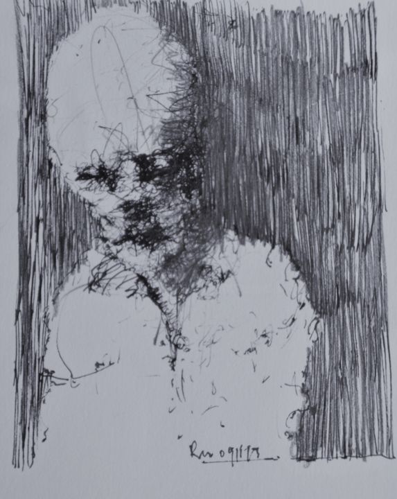 Drawing titled "Hiob (34)" by Stephan Rodriguez Warnemünde, Original Artwork, Ink