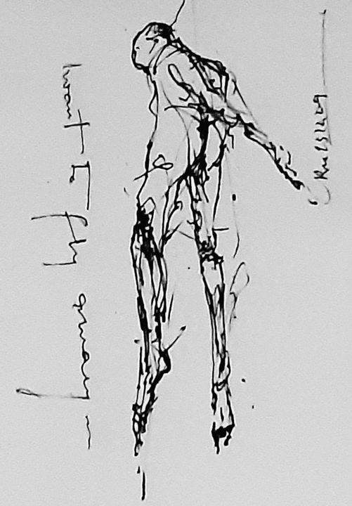 Disegno intitolato "I want to fly away." da Stephan Rodriguez Warnemünde, Opera d'arte originale, Inchiostro