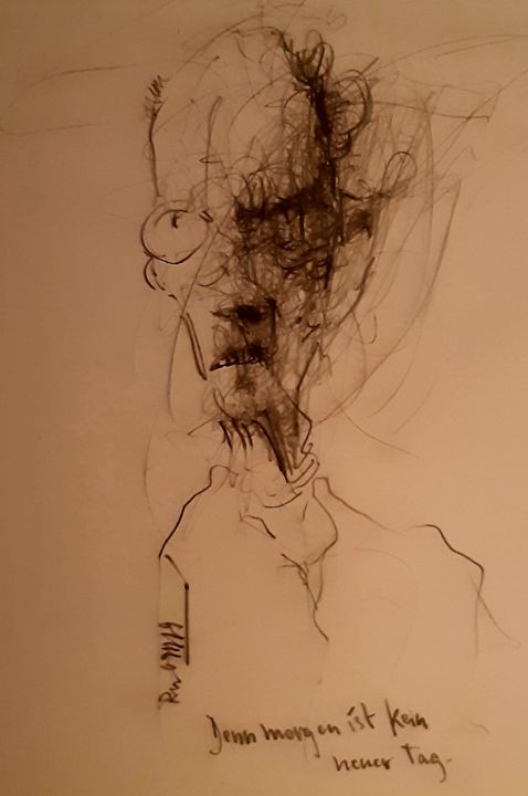 Zeichnungen mit dem Titel "Vaddern: Denn morge…" von Stephan Rodriguez Warnemünde, Original-Kunstwerk, Bleistift