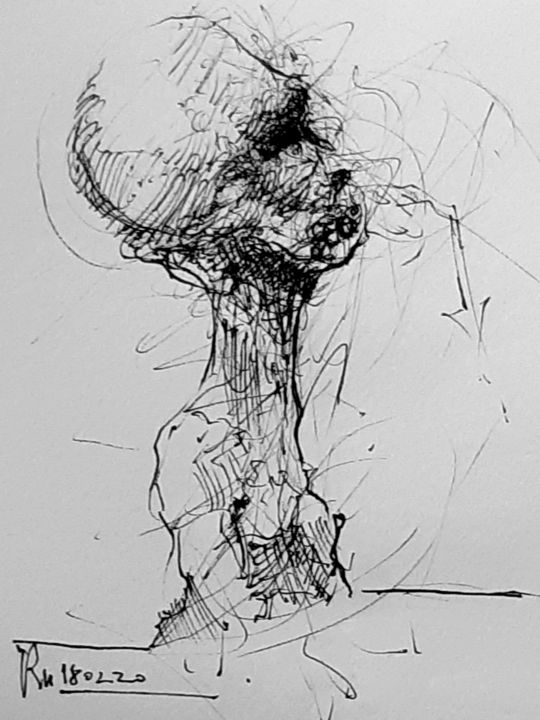 Drawing titled "Hiob (36)" by Stephan Rodriguez Warnemünde, Original Artwork, Ink