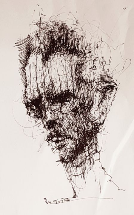 Zeichnungen mit dem Titel "Angst fressen Seele…" von Stephan Rodriguez Warnemünde, Original-Kunstwerk, Tinte