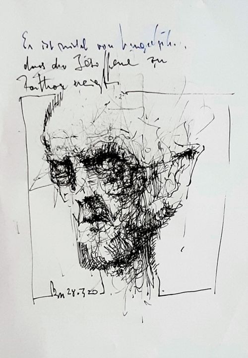 Drawing titled "Es ist nicht von un…" by Stephan Rodriguez Warnemünde, Original Artwork, Ink