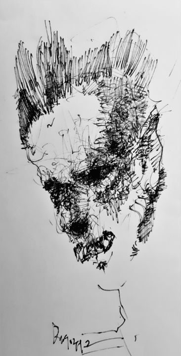 Drawing titled "Ruschkoff" by Stephan Rodriguez Warnemünde, Original Artwork, Ink