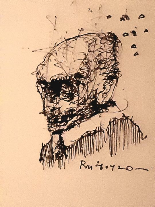 Drawing titled "Poor Richard (12)" by Stephan Rodriguez Warnemünde, Original Artwork, Ink