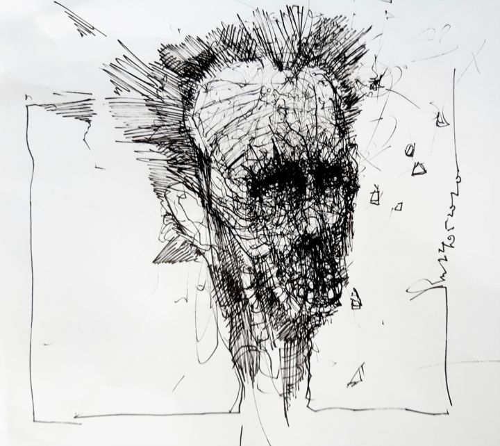 Drawing titled "Das Schweigen" by Stephan Rodriguez Warnemünde, Original Artwork, Ink