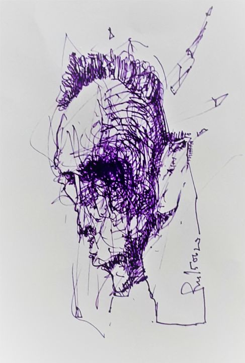 Zeichnungen mit dem Titel "Hörst du mir überha…" von Stephan Rodriguez Warnemünde, Original-Kunstwerk, Tinte