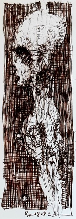 Zeichnungen mit dem Titel "Franz Kafka: Ein Hu…" von Stephan Rodriguez Warnemünde, Original-Kunstwerk, Tinte