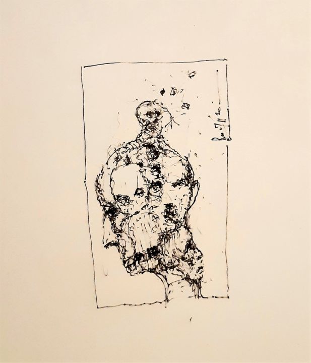 Zeichnungen mit dem Titel "Verkopft" von Stephan Rodriguez Warnemünde, Original-Kunstwerk, Tinte