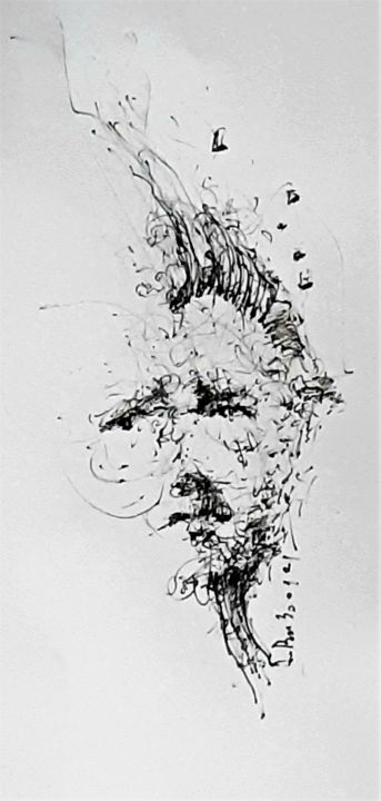Zeichnungen mit dem Titel "Hiob (41)" von Stephan Rodriguez Warnemünde, Original-Kunstwerk, Tinte