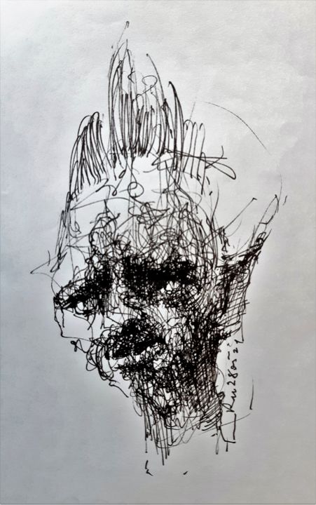 Zeichnungen mit dem Titel "Scardanelli (2)" von Stephan Rodriguez Warnemünde, Original-Kunstwerk, Tinte