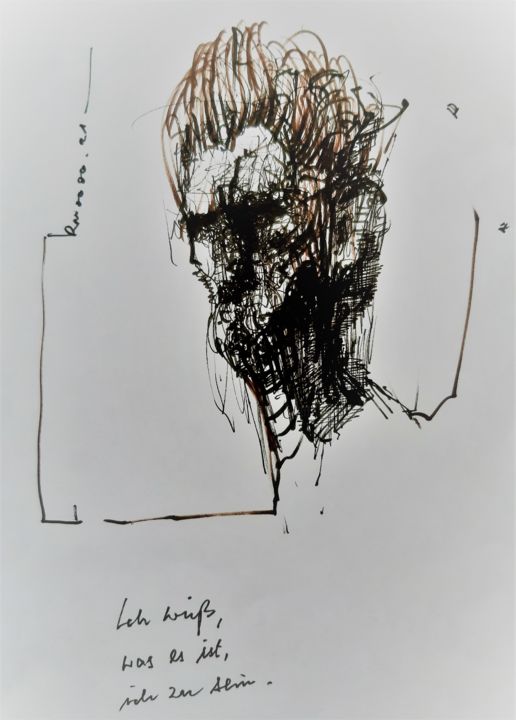 Zeichnungen mit dem Titel "Hiob (44)" von Stephan Rodriguez Warnemünde, Original-Kunstwerk, Tinte