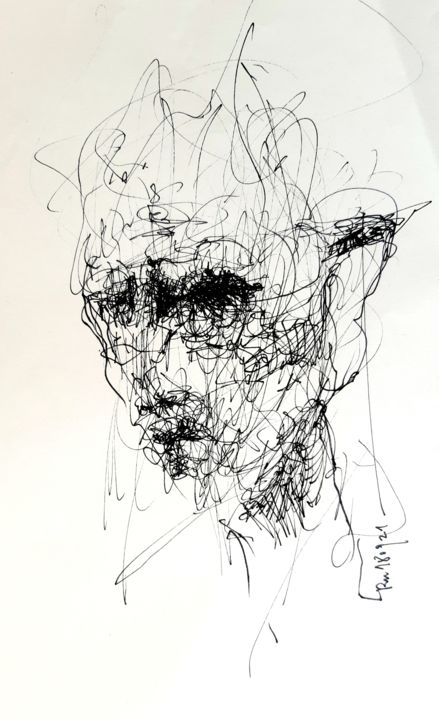 Рисунок под названием "Der Untergeher" - Stephan Rodriguez Warnemünde, Подлинное произведение искусства, Гелевая ручка