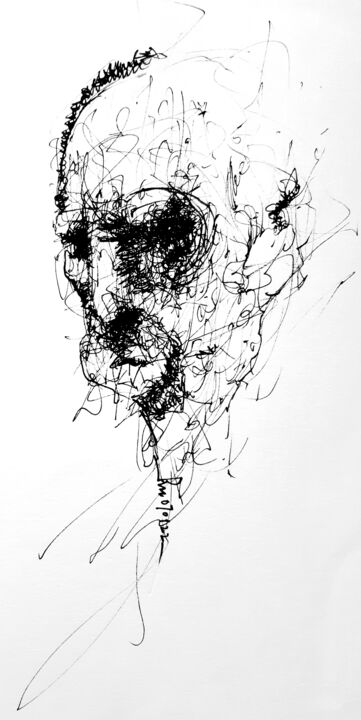 Tekening getiteld "Der Untergeher (2)" door Stephan Rodriguez Warnemünde, Origineel Kunstwerk, Inkt