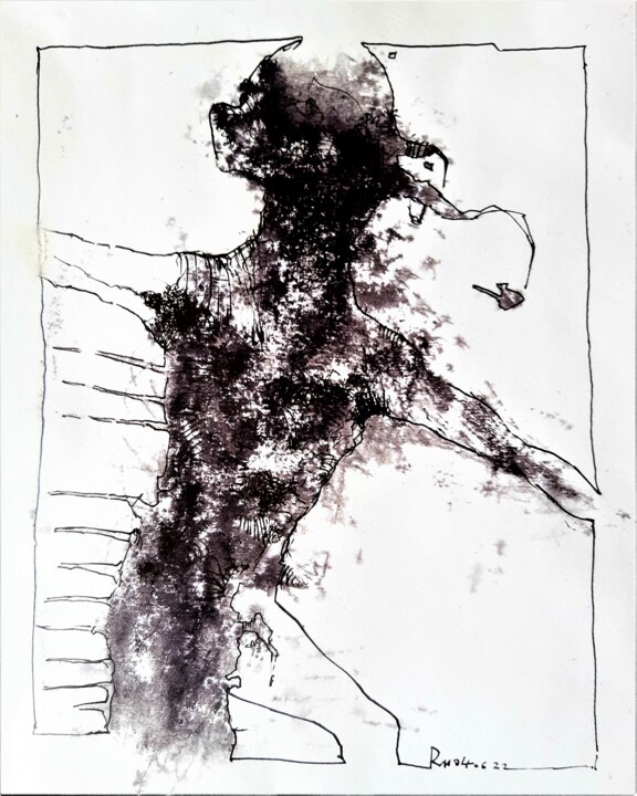 Desenho intitulada "Zum Tanze da geht e…" por Stephan Rodriguez Warnemünde, Obras de arte originais, Tinta