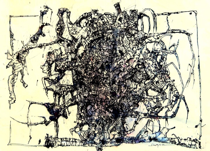 Drawing titled "Gewächse (2)" by Stephan Rodriguez Warnemünde, Original Artwork, Ink