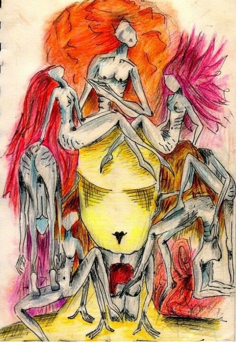 Рисунок под названием "Сущность человека" - Katelo, Подлинное произведение искусства, Цветные карандаши