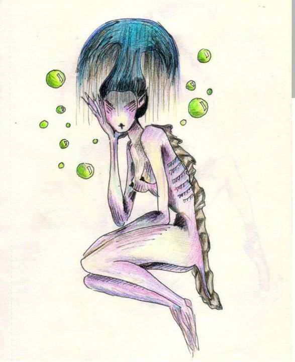 Рисунок под названием "Serena (Серена)" - Katelo, Подлинное произведение искусства, Цветные карандаши