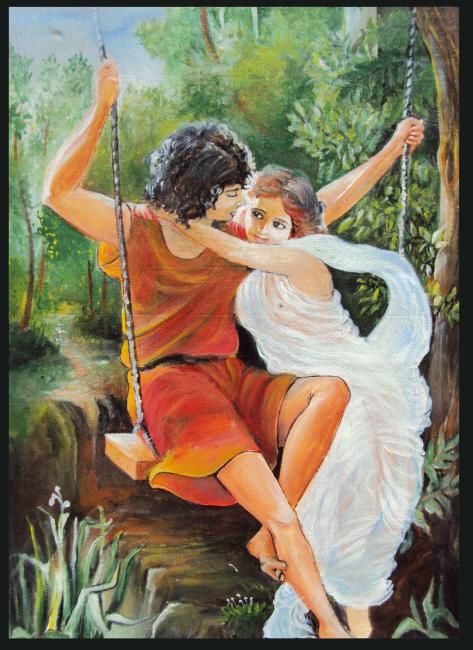 Painting titled "love" by Wasanthaarts, Original Artwork, Oil