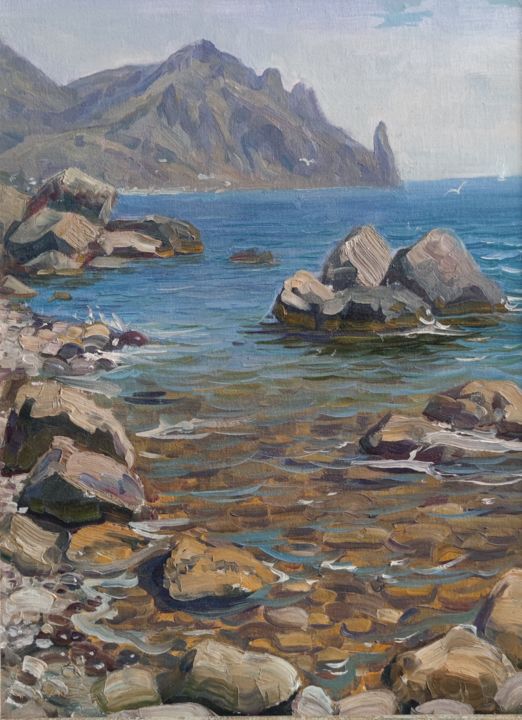 Картина под названием "Stone coast" - Vasiliy Nesterov, Подлинное произведение искусства, Масло