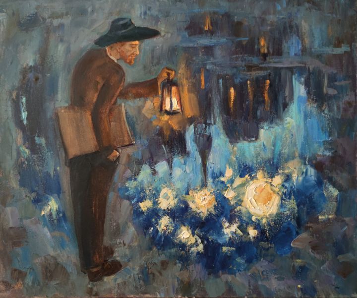 Картина под названием "Van Gogh's star" - Vasiliy Nesterov, Подлинное произведение искусства, Масло Установлен на Деревянная…